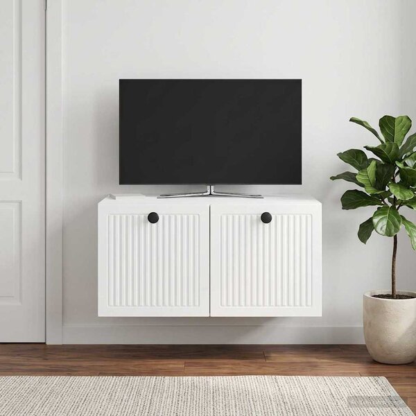 Fali TV szekrény Magasfényű Fehér 59,5 x 41 x 30 cm Szerelt Fa