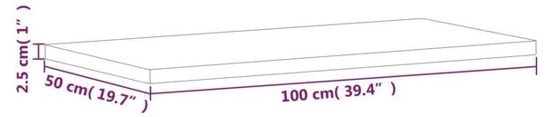 VidaXL tömör bükkfa fürdőszobai pult 100 x 50 x 2,5 cm