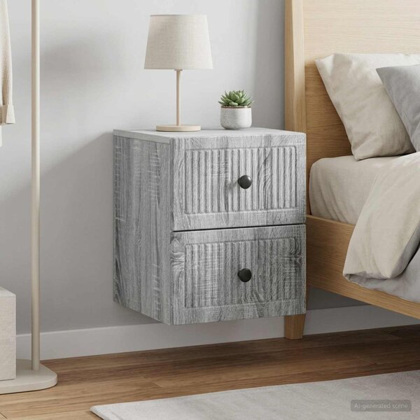 Fali éjjeli szekrény 2 db Szürke Sonoma 33 x 34,5 x 40 cm