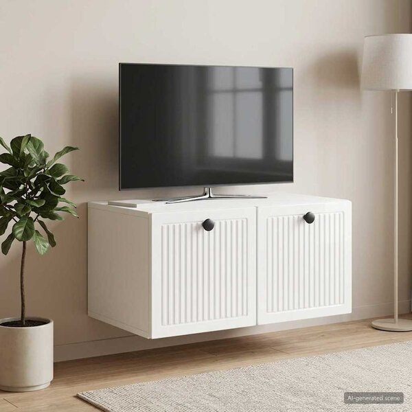 Fali TV szekrény Magasfényű Fehér 59,5 x 41 x 30 cm Szerelt Fa