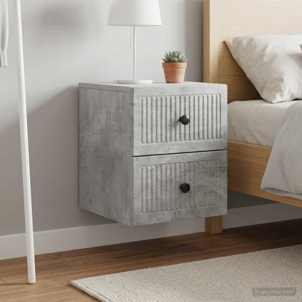 Fali éjjeli szekrény 2 db Betonszürke 33 x 34,5 x 40 cm