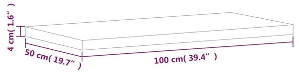 VidaXL tömör bükkfa fürdőszobai pult 100 x 50 x 4 cm