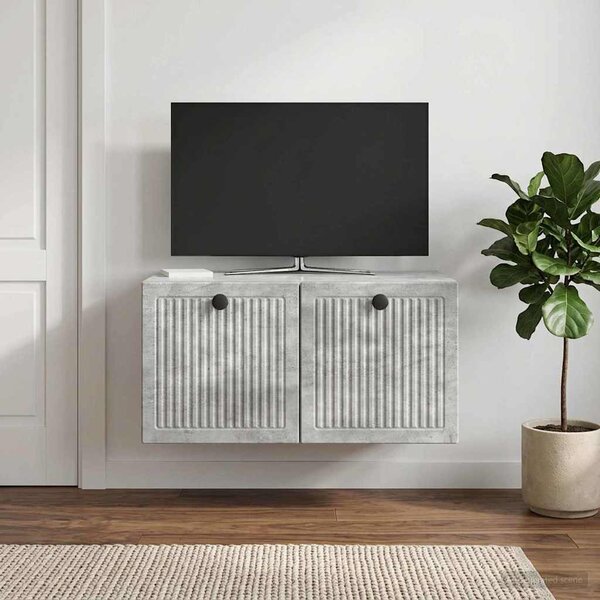 Fali TV szekrény Betonszürke 59,5 x 41 x 30 cm Szerelt Fa