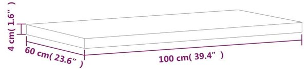 VidaXL tömör bükkfa fürdőszobai pult 100 x 60 x 4 cm