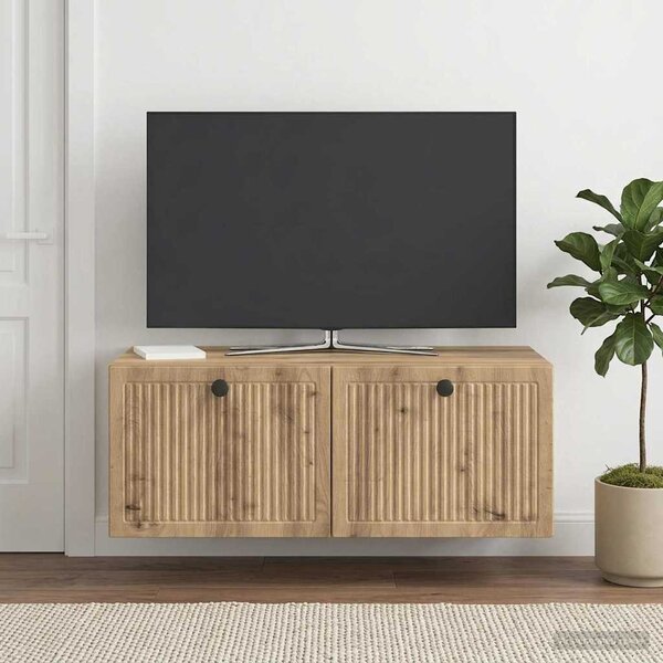 Fali TV szekrény 78,5 x 41 x 30 cm Kézműves Tölgy Szerelt Fa