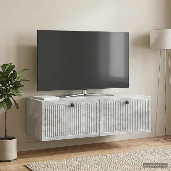 Fali TV szekrény Betonszürke 98 x 41 x 30 cm Szerelt Fa