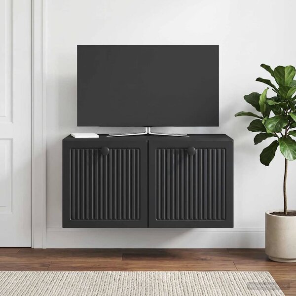 Fali TV szekrény Fekete 59,5 x 31 x 30 cm Szerelt Fa