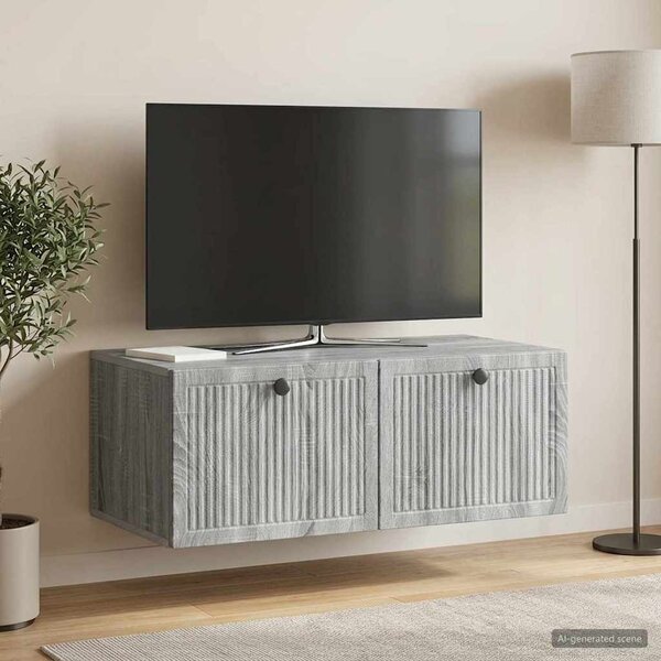 Fali TV szekrény Szürke Sonoma 78,5 x 41 x 30 cm Szerelt Fa