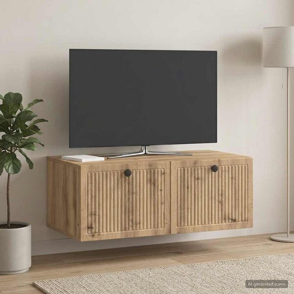 Fali TV szekrény 78,5 x 41 x 30 cm Kézműves Tölgy Szerelt Fa