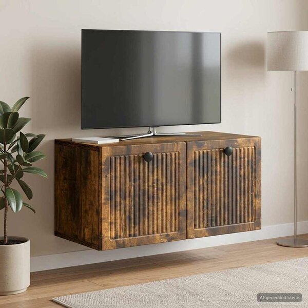 Fali TV szekrény 59,5 x 31 x 30 cm Füstös Tölgy