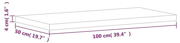 VidaXL tömör bükkfa fürdőszobai pult 100 x 50 x 4 cm