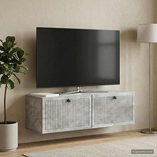 Fali TV szekrény Betonszürke 98 x 31 x 30 cm Szerelt Fa