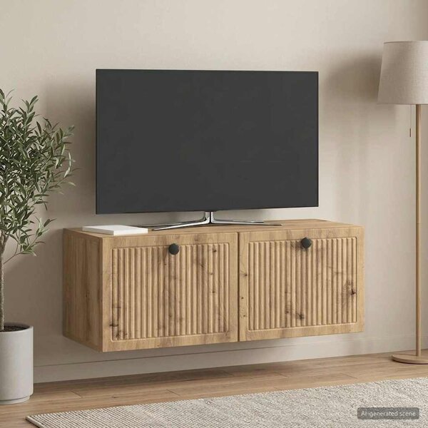 Fali TV szekrény 78,5 x 31 x 30 cm Kézműves Tölgy Szerelt Fa