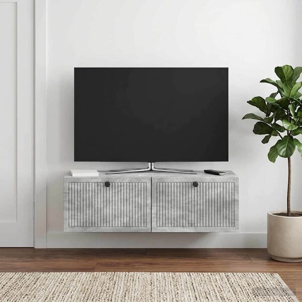 Fali TV szekrény Betonszürke 98 x 31 x 30 cm Szerelt Fa