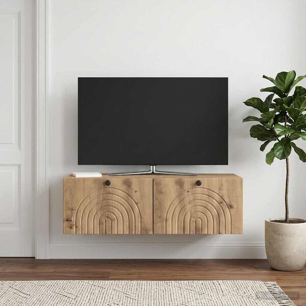 Fali TV szekrény 99 x 41 x 30 cm Kézműves Tölgy