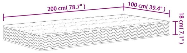 VidaXL Bonnell Rugós Matrac - Közepes - 100x200 cm