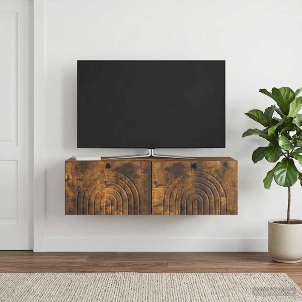 Fali TV szekrény 99 x 41 x 30 cm Füstös Tölgy