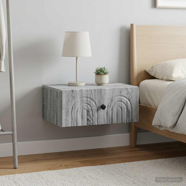 Fali éjjeli szekrény 2 db Szürke Sonoma 49 x 34,5 x 20 cm