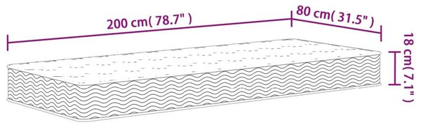 VidaXL Bonnell Rugós Matrac - Közepes - 80x200 cm