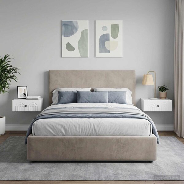 Fali éjjeli szekrény 2 db Magasfényű Fehér 49 x 34,5 x 20 cm