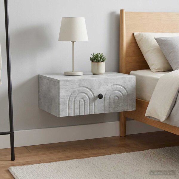 Fali éjjeli szekrény 2 db Betonszürke 49 x 34,5 x 20 cm
