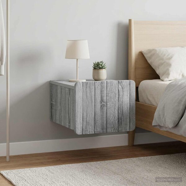 Fali éjjeli szekrény 2 db Szürke Sonoma 33 x 34,5 x 24 cm