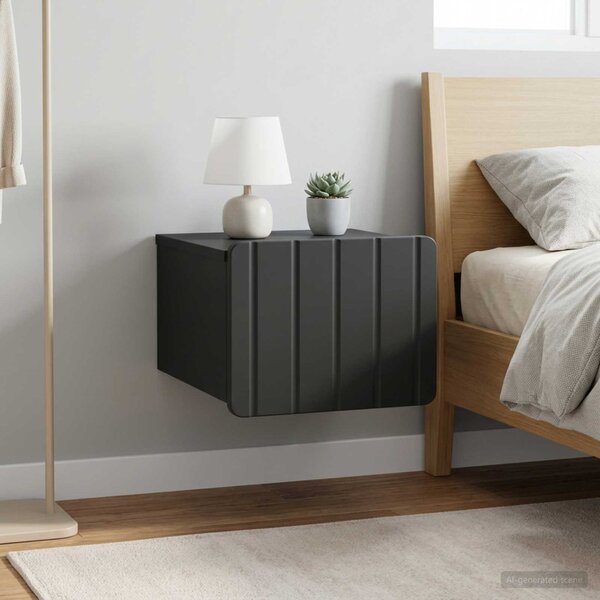 Fali éjjeli szekrény 2 db Fekete 33 x 34,5 x 24 cm Szerelt Fa