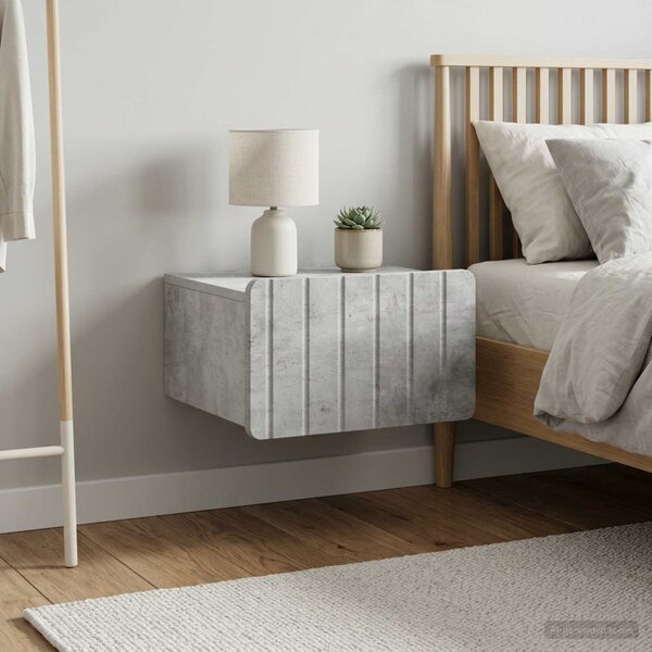 Fali éjjeli szekrény 2 db Betonszürke 49 x 34,5 x 24 cm