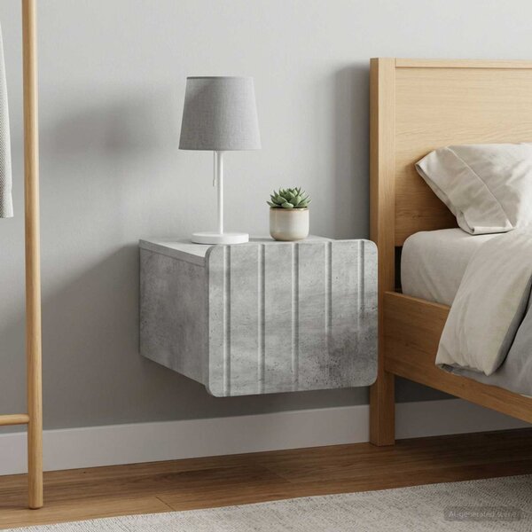 Fali éjjeli szekrény 2 db Betonszürke 33 x 34,5 x 24 cm