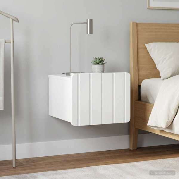 Fali éjjeli szekrény 2 db Magasfényű Fehér 33 x 34,5 x 24 cm