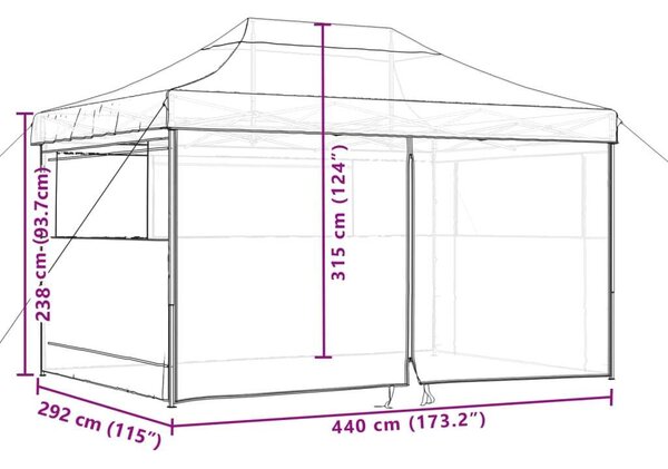 Vidaxl Pop-up Rendezvénysátor - Narancssárga - 4x3m