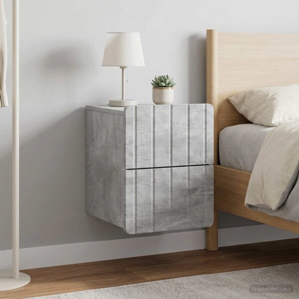 Fali éjjeli szekrény 2 db Betonszürke 33 x 34,5 x 43 cm