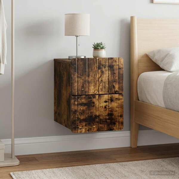 Fali éjjeli szekrény 2 db Füstös Tölgy 33 x 34,5 x 43 cm