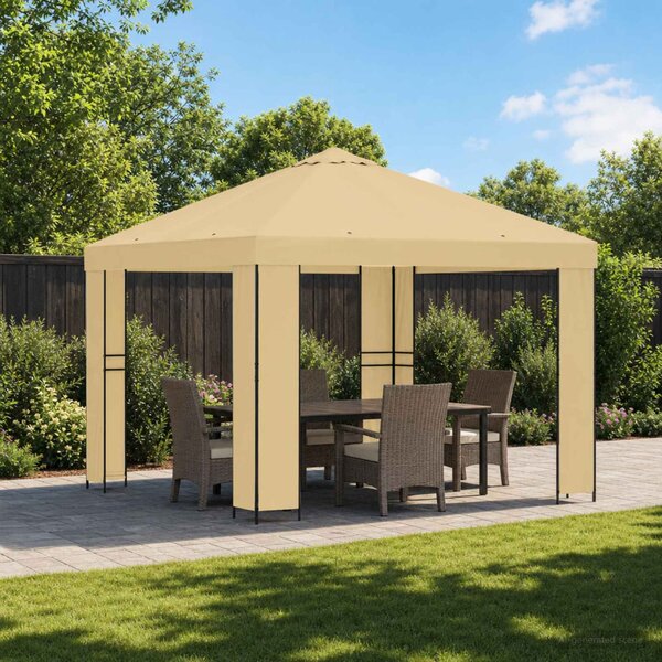 Pavilon 3 x 3 m Krémszínű Poliészter és acél 190 gsm