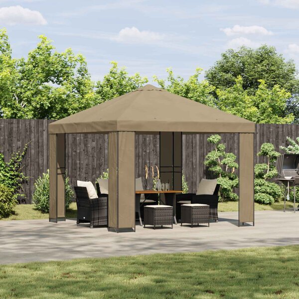 Pavilon 3 x 3 m Bézs Poliészter és acél 190 gsm