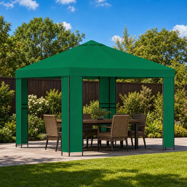 Pavilon 3 x 3 m Zöld Poliészter és acél 190 gsm