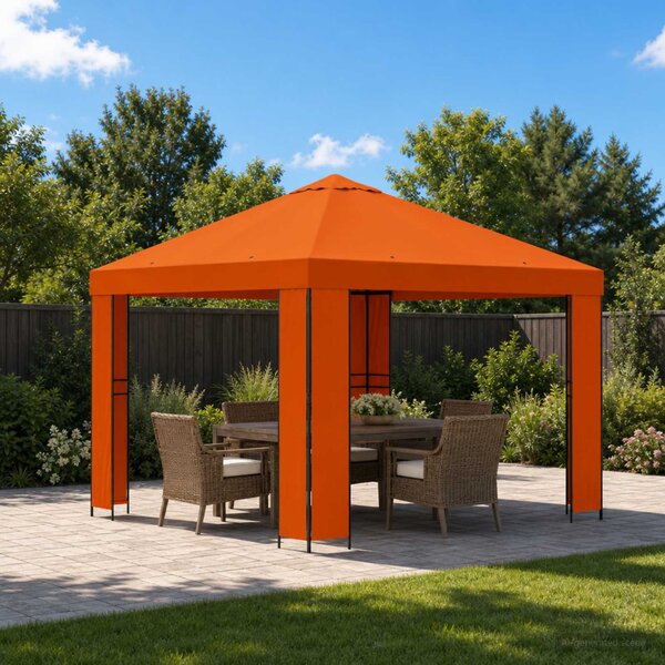 Pavilon 3 x 3 m Narancssárga Poliészter és acél 190 gsm