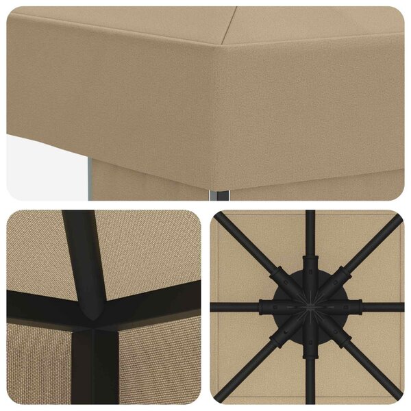 Pavilon 3 x 3 m Bézs Poliészter és acél 190 gsm