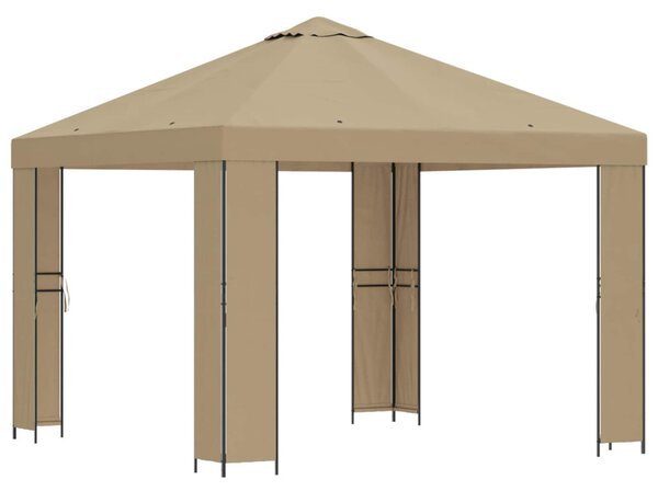 Pavilon 3 x 3 m Bézs Poliészter és acél 190 gsm