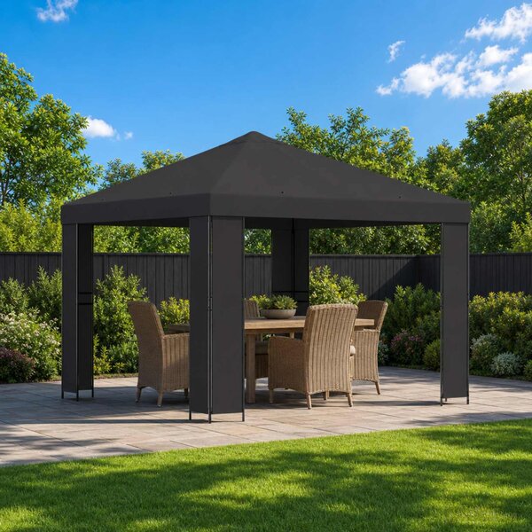 Pavilon 3 x 3 m Antracitszürke Poliészter és acél 190 gsm