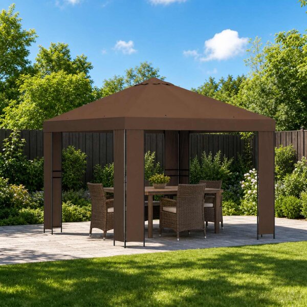 Pavilon 3 x 3 m Barna Poliészter és acél 190 gsm
