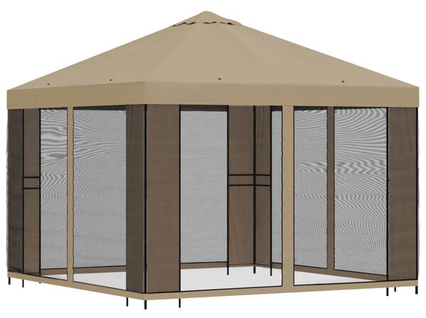 Kerti pavilon oldalfalakkal 3 x 3 m Bézs Poliészter és acél