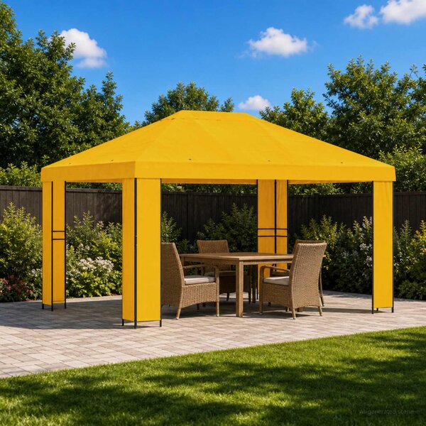 Pavilon 4 × 3 m Sárga Poliészter és acél 190 gsm
