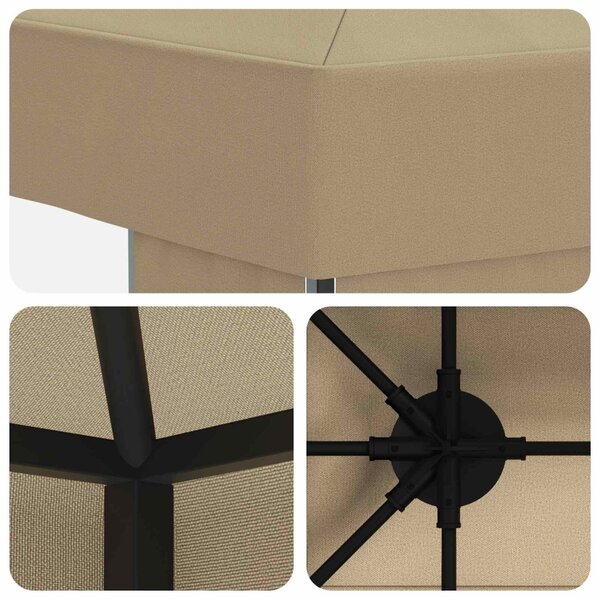 Pavilon 4 × 3 m Bézs Poliészter és acél 190 gsm
