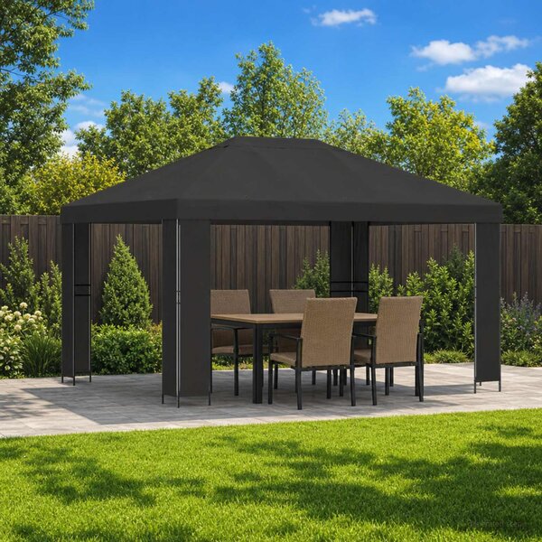 Pavilon 4 × 3 m Antracitszürke Poliészter és acél 190 gsm