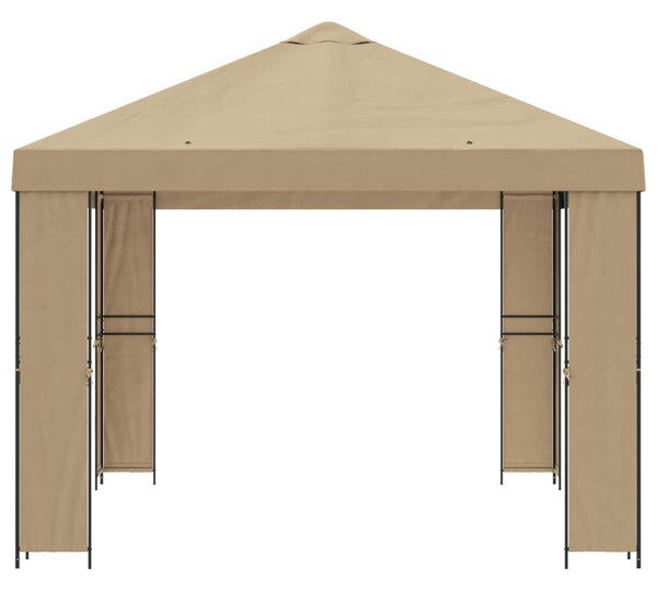 Pavilon 4 × 3 m Bézs Poliészter és acél 190 gsm
