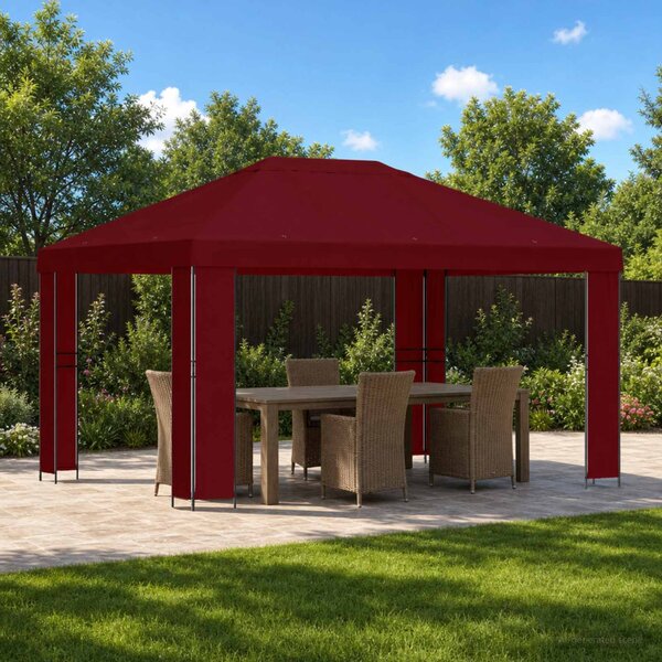 Pavilon 4 × 3 m Burgundi Poliészter és acél 190 gsm