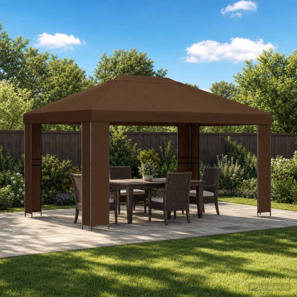 Pavilon 4 × 3 m Barna Poliészter és acél 190 gsm