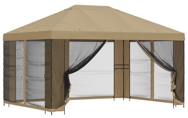 Kerti pavilon oldalfalakkal 4 × 3 m Bézs Poliészter és acél