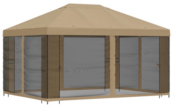 Kerti pavilon oldalfalakkal 4 × 3 m Bézs Poliészter és acél
